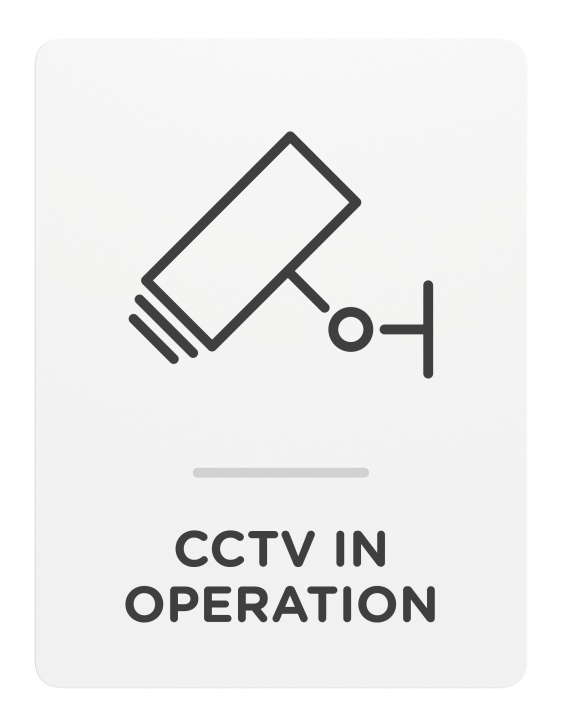 CCTV In Operation_Sign_Door-Wall Mount_8x 6_6mm Thick Solid Surface Sign with Inlay Resins_Self AdhesiveInformation Sign